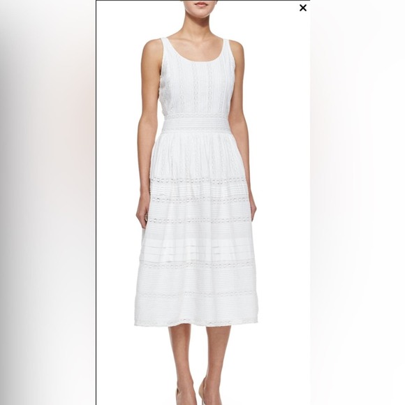 Alice + Olivia white cotton myrtle eyelet midi dress size 12